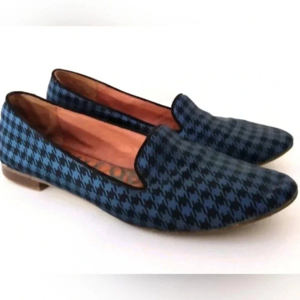 Sam Edelman Houndstooth  Gingham Blue & Black Loafer Sz 7 US New Without Tag